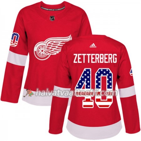 Naisten NHL Detroit Red Wings Pelipaita Henrik Zetterberg 40 Adidas 2017-2018 Punainen USA Flag Fashion Authentic